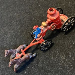 Vintage Cast Iron horse drawn fire wagon